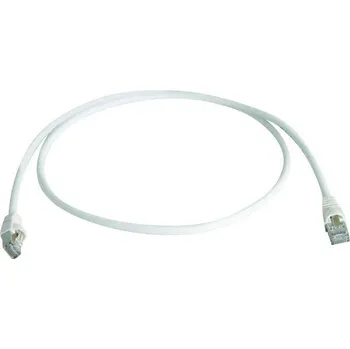 Datový kabel Telegärtner 100008034 RJ45 síťové kabely, propojovací kabely CAT 6A S/FTP 0.25 m bílá dvoužilový stíněný, s ochranou, samozhášecí 1 ks