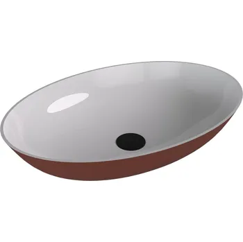 Umyvadlo Polysan Umyvadlo na desku Banera 60x40 cm bílá/hnědá mat bez přepadu 14397.72