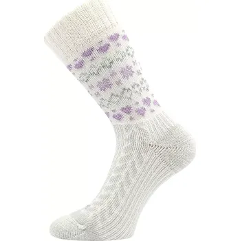 Dámské ponožky VOXX Ponožky dámské zimní vlněné VELTRA smetanové s levandulovou 39-42 124955