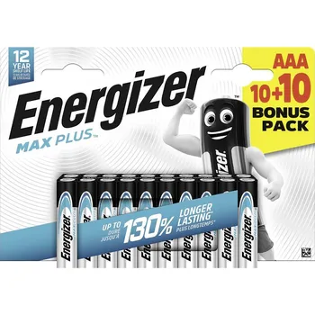 Článková baterie Energizer Max Plus mikrotužková baterie AAA alkalicko-manganová 1.5 V 20 ks