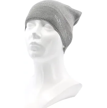 Čepice VOXX Čepice dámská pletená MICRA bavlněná s kamínky Swarovski ŠEDÁ uni 119020