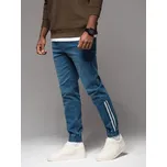 Ombre Clothing Jedinečné modré riflové jogger kalhoty s pruhy po