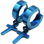 OceloveSperky1 Náušnice KŘÍŽEK MODRÝ z Chirurgické oceli NS260148 dárkové balení zdarma