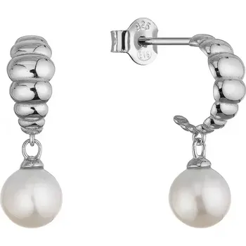 Náušnice Stříbrné náušnice kruhy se zavěšenou říční perlou 21126.1