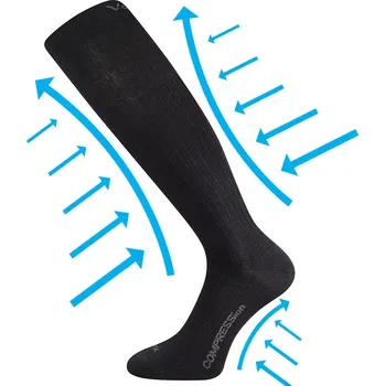 Dámské ponožky VOXX Podkolenky kompresní slabé z merino WOOLAX s ionty stříbra ČERNÉ 39-42 114257