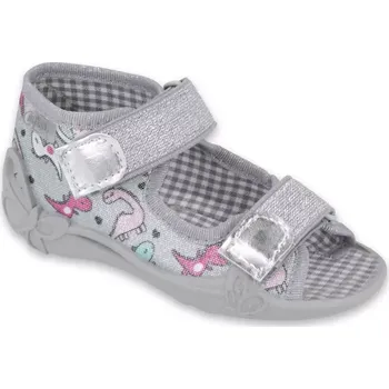 Dívčí bačkory BEFADO 242P105 dívčí sandálky stříbrné dino 24 242P105_24