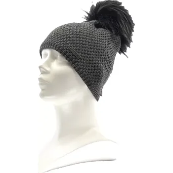 Čepice VOXX Čepice dámská pletená GALLOPERA s bambulí ANTRACITOVÁ uni 119824