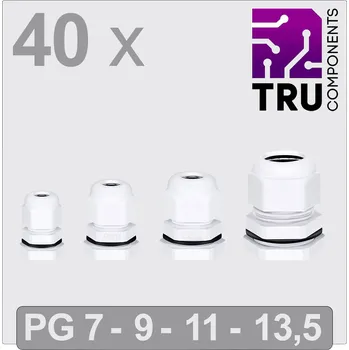 TRU COMPONENTS T24CA124 kabelová průchodka, TC-13448632, od 3.5 mm, do 12 mm, PG7, PG9, PG11, PG13.5, 40 ks