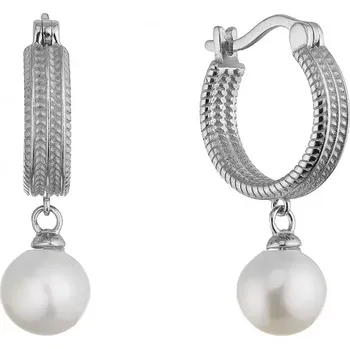 Náušnice Stříbrné náušnice kruhy se zavěšenou říční perlou 21127.1