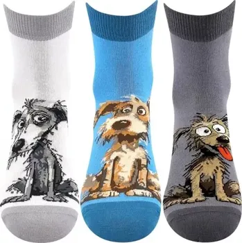 Dámské ponožky BOMA Ponožky dámské letní ALÍK 01 s pejsky MIX B (3&nbsp;páry) 39-42 126287