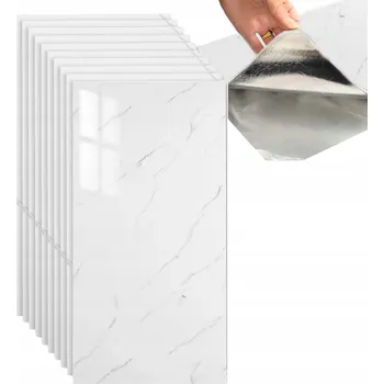 Tapeta SAMOLEPICÍ OBKLADOVÉ PANELY NA ZEĎ TAPETA DLAŽDICE MRAMOR BÍLÝ PVC 30X60CM 10 KS