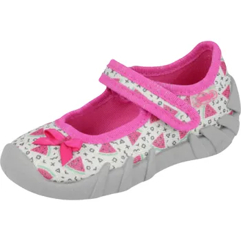 Dívčí baleríny BEFADO 109P216 Dívčí balerínky, bačkory šedé melouny