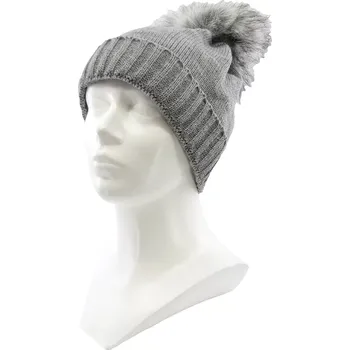 Čepice VOXX Čepice dámská pletená GRANDEURA s bambulí a kamínky Swarovski ŠEDÁ uni 119826