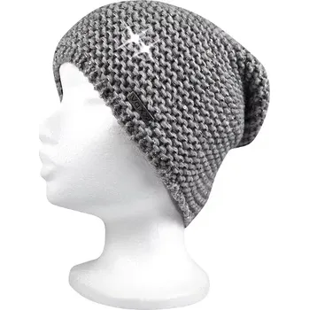 Čepice VOXX Čepice dámská pletená INSIGNIA s flitry ŠEDÁ uni 113996