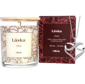 Řetízek Olivie Svíčka Láska se stříbrným náhrdelníkem SRDCE & NEKONEČNO 9988 Ag 925; ≤2,2 g.