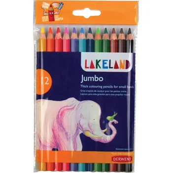 Pastelky DERWENT Lakeland Jumbo Colouring, šestihranné, 12 barev
