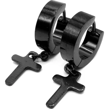 Náušnice RajSperku Náušnice z Chirurgické oceli KŘÍŽEK Černý NS260146 dárkové balení zdarma