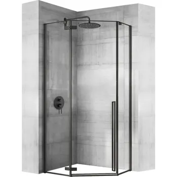 REA SPRCHOVÝ KOUT DIAMOND BLACK + SPRCHOVÁ VANIČKA DIAMOND WHITE 80X80 cm