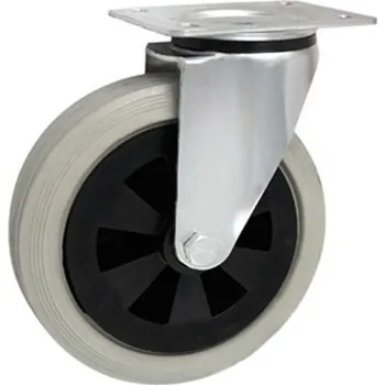 Pojezdové kolečko Pryžové kolo s plastovým diskem v otočné vidlici 200 mm