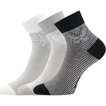 Dámské ponožky LONKA Ponožky dámské slabé JANKA letní MIX s proužky a obrázky (3 páry) 39-42 125587