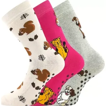 Dívčí oblečení BOMA Ponožky dětské froté SIBIŘ 08 ABS s obrázky DÍVČÍ (3&nbsp;páry) 20-24 126430