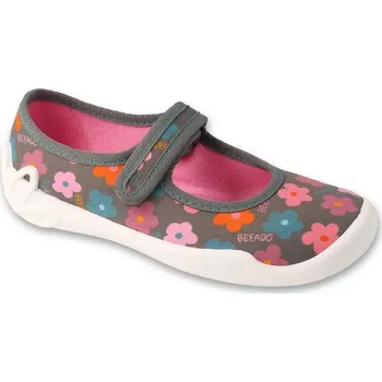 Dívčí bačkory BEFADO 114Y552 dívčí balerínky šedé kytičky 35 114Y552_35