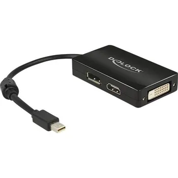 Audio kabel Delock 62623 DisplayPort / HDMI / DVI adaptér [1x mini DisplayPort zástrčka - 1x zásuvka DisplayPort, HDMI zásuvka, DVI zásuvka 24 plus 1pólová] černá s feritovým