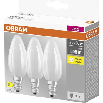 Žárovka OSRAM HOMELIGHTING 4058075592551 LED Energetická třída (EEK2021) D (A - G) E14 svíčkový tvar 5.5 W = 60 W teplá bílá (Ø x d) 35 mm x 100 mm 3 ks