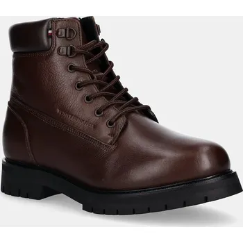 Pánská obuv Kožené trapery Tommy Hilfiger FLEX TH OUTDOOR RS LTH BOOT FM0FM05600 hnědá 89X, EUR 44