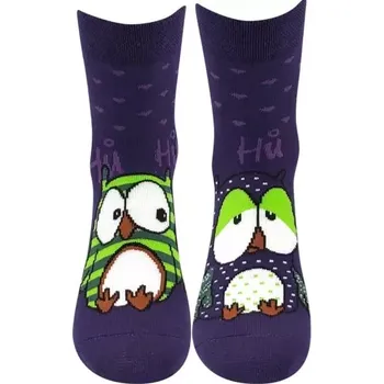 Dámské ponožky BOMA Ponožky dámské celofroté PRUHANA 12 se sovičkami BORŮVKOVÉ (3&nbsp;páry) 39-42 120552