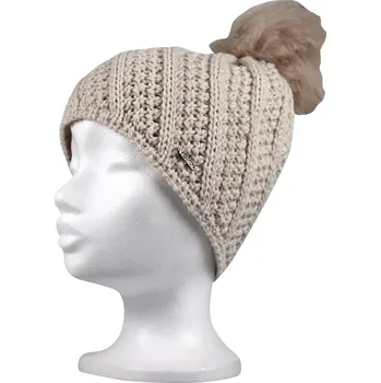 Čepice VOXX Čepice dámská pletená ENCORE s bambulí BÉŽOVÁ uni 110628