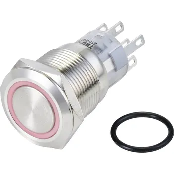 TRU COMPONENTS LAS1-AGQ-22E/R/24V/S tlačítko antivandal 250 V/AC 3 A 2x zap/(zap) bez aretace červená IP65 1 ks