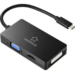 Renkforce RF-4633066 USB-C® / HDMI / DVI / VGA adaptér [1x USB-C® zástrčka - 1x VGA zásuvka, HDMI zásuvka, DVI zásuvka 24 plus 5pólová] černá