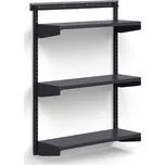 Nástěnný regál RELY, plechové police, 1221x900x300 mm, antracitová