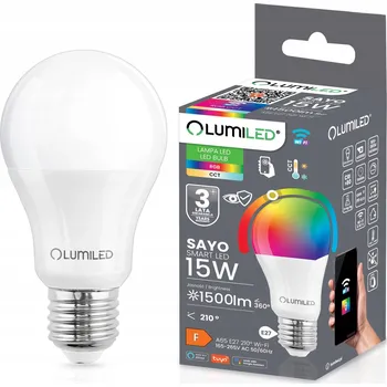 Žárovka LED žárovka E27 A65 15W (ekvivalent 100W) RGB CCT stmívatelná chytrá WiFi LUMILED