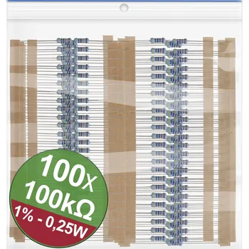 Rezistor Quadrios 22P054 22P054 sada metalizovaných rezistorů 100 kΩ axiální 0.25 W 1 procent 1 sada
