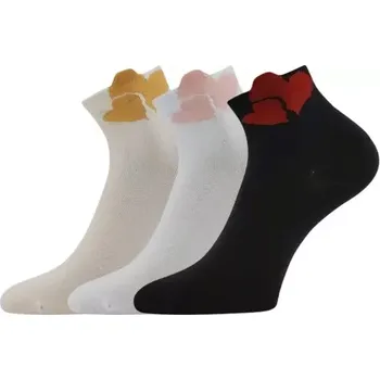 Dámské ponožky LONKA Ponožky dámské ESRDCANA s obrázky SRDÍČEK mix B (3 páry) 35-38 125500