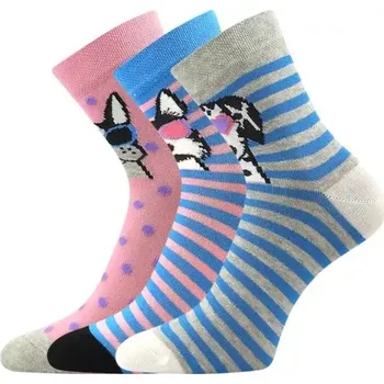 Dámské ponožky BOMA Ponožky dámské LEYKA obrázkové MIX A s pejsky (3&nbsp;páry) 39-42 125939
