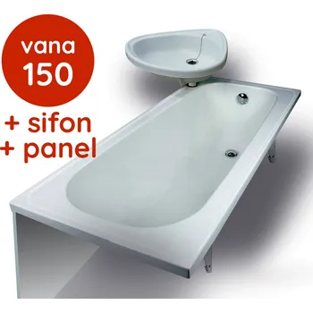 Vana Otočné umyvadlo + vana 150 + sifon + čelní panel + příslušenství, levý AKČNÍ PANELÁKOVÝ SET Vagnerplast