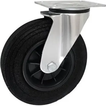 Pojezdové kolečko Pryžové kolo s plastovým diskem v otočné vidlici 200 mm