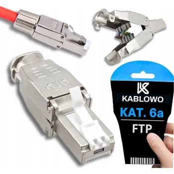 Konektor BEZNÁSTROJOVÁ ZÁSTRČKA KAT. 6A FTP STÍNĚNÁ RJ45 8P8C PRO DRÁT, KABELOVÁ SPOJKA