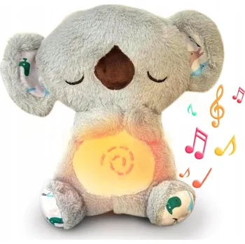 plyšák Plyšová Hračka koala dýchající šedá se zvukem a LED podsvícením