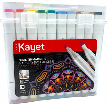 Popisovače Fixy Kayet 3 a 6 mm kulaté a štětcové hroty, 60 barev