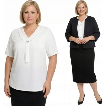 Dámská halenka Bílá halenka s volánkem, plus size velikost 52/54