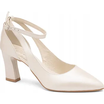 Dámské lodičky ECRU PERLOVÉ SVATEBNÍ LODIČKY S SVATEBNÍ HOSTINA A PŘEZKOU BUTDAM 39