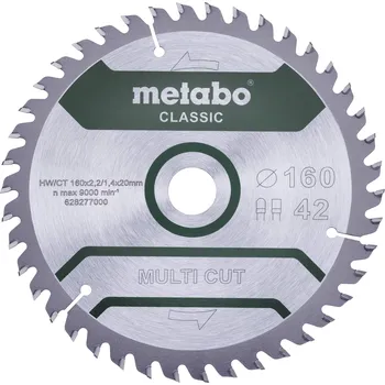 Pilový kotouč Metabo MULTI CUT CLASSIC 628277000 pilový kotouč 160 x 20 x 1.4 mm Počet zubů (na palec): 42 1 ks