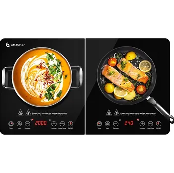 Varná deska Přenosná indukční varná deska volně stojící dvouplotýnková AMZCHEF 2 plotýnky