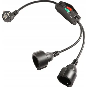 Napájecí kabel PRODLUŽOVACÍ KABEL 16A IP44 2500W 2 ZÁSUVKY 60CM ZAHRADNÍ GUMOVÝ KABEL