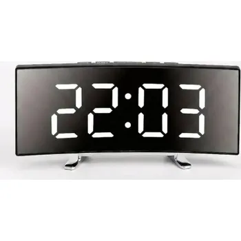 Budík Moderní Digitální LED Budík s Velkým Zrcadlovým Displejem