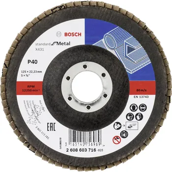 Brusný kotouč Bosch Accessories 2608603716 X431 vějířovitý brusný kotouč Průměr 125 mm Ø otvoru 22.33 mm Zrnitost 40 ocel 1 ks